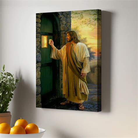 Jesus Christ Knocking on the Door, Christian Wall Art, Church Gift Canvas Painting, Framed ...