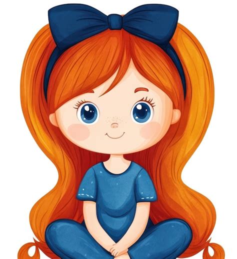 A whimsical doll illustration in a cartoon style featuring thick lines ...