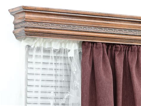 Double Window Cornice & Rail, Wooden Window Valance With Rail ...