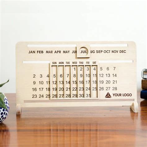 Personalised Sliding Perpetual Wooden Calendar 2026 | Custom Desk Calendars