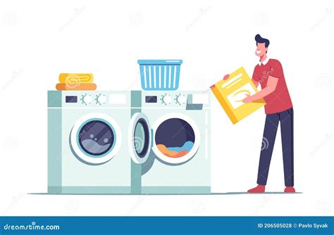 Male a Character in Public Laundry or Home Bathroom Loading Dirty ...