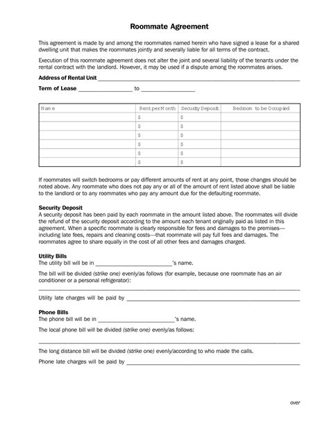 40+ Free Roommate Agreement Templates & Forms (Word, PDF)