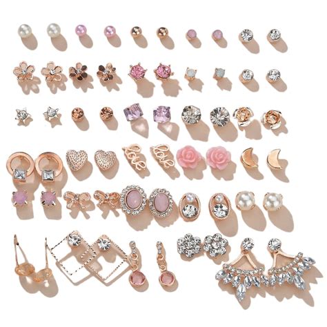 Shining Diva Fashion 30 Pairs Combo Set 18k Rose Gold Latest Stylish ...