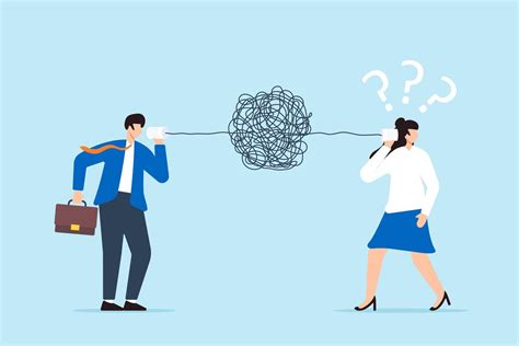 Businessman struggles with bad communication as he talks through messy ...