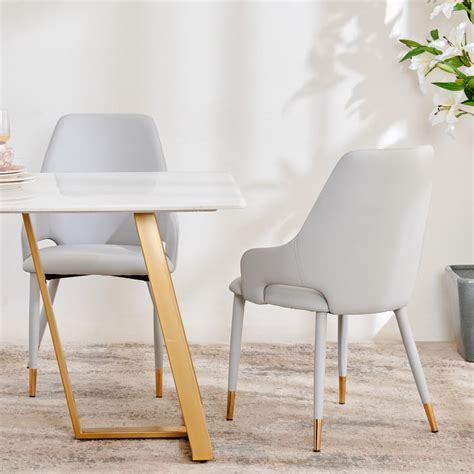 Buy Beverly Set of 2 Faux Leather Dining Chairs - Grey from Home Centre ...