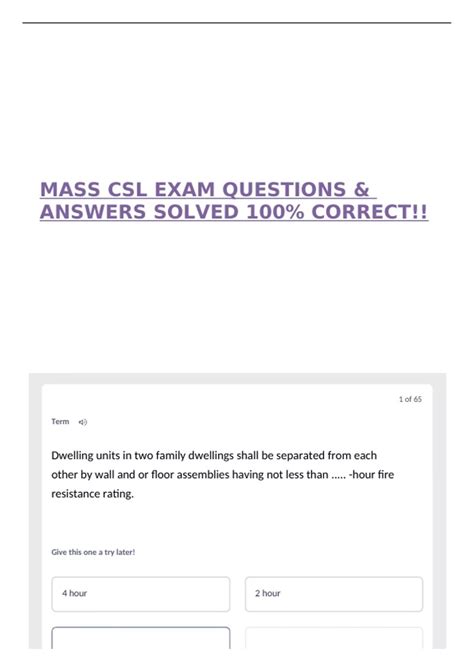 MASS CSL EXAM QUESTIONS & ANSWERS SOLVED 100% CORRECT!! - MASS CSL ...