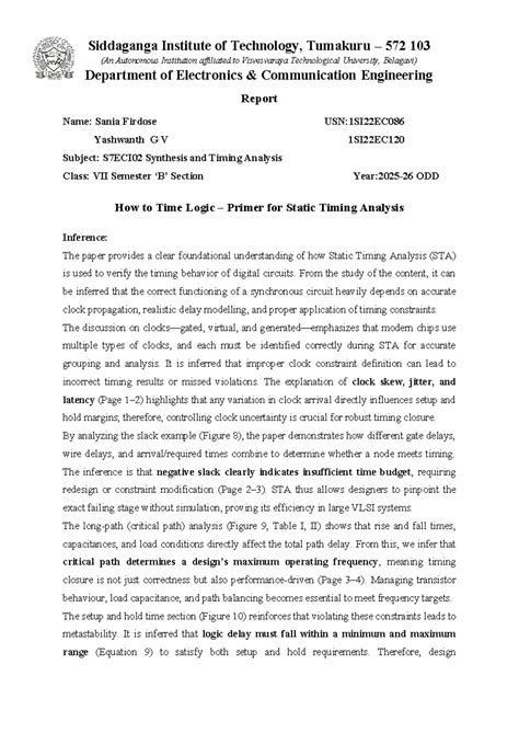 S7ECI02 Final Report: Timing Analysis & Logic Primer - Studocu