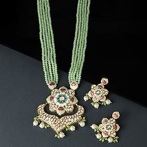 ZAVERI PEARLS Multicolor Meenakari Lotus Design Multistrand Pearls Long ...