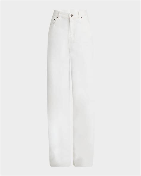 Chloe High-Rise White Denim Wide-Leg Palazzo Pants | Neiman Marcus