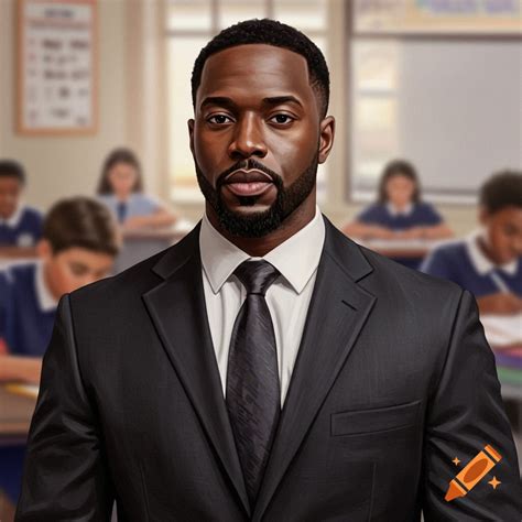 Black man in teacher's uniform with goatee and muscles on Craiyon