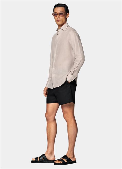 Taupe Linen Shirt in Pure Linen | SUITSUPPLY