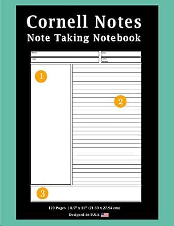 Cornell Notes Note Taking Notebook: Solid Blue Green -Note Taking With ...