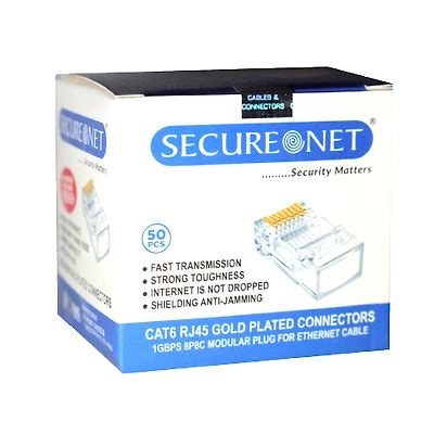 RJ 45 GOLD PLATED CONNECTORS @ 50Unit Box - | RAVIRAJ Technologies