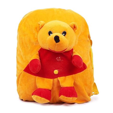 Teddy Bear Soft School Bag for Kids Yellow, Travelling Bag,Picnic Bag ...