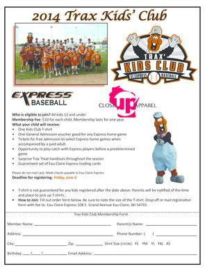 Fillable Online Kids Club Registration Form - Northwoods League Fax ...