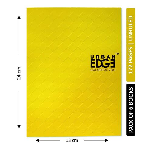 Urban Edge King Size Notebook 172 Pages - Unruled (Pack of 6) : Amazon ...