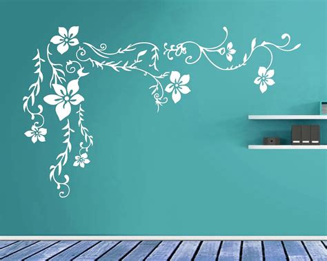 Beautiful Vine with Flower White Wall Sticker Size(59*61)cm : Amazon.in ...