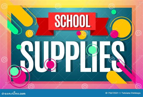 School Supplies Sale Vector Banner Stock Vector - Illustration of ...