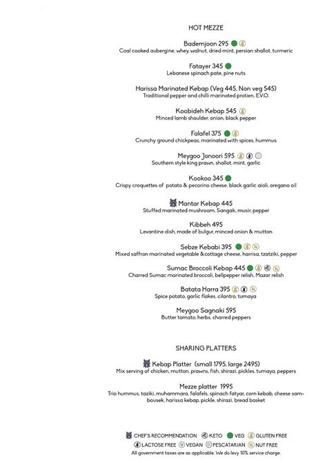 Menu at Diablo, New Delhi