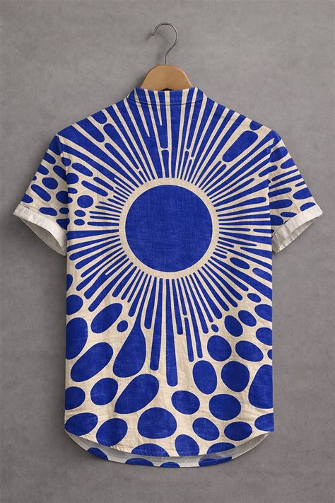 Trendy Blue Radial Pattern Short Sleeve Shirt – zayraapparel