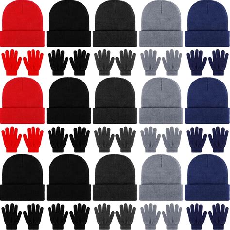 Amazon.com: Zhehao 30 Pcs Winter Beanies Hats Gloves Set Knit Hats ...