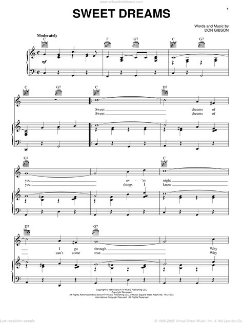 Cline - Sweet Dreams sheet music for voice, piano or guitar [PDF]