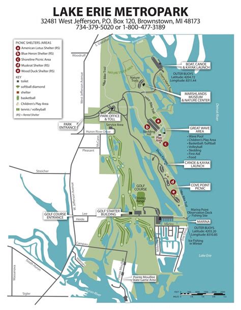 Lake Erie Metropark map - Huron-Clinton Metroparks