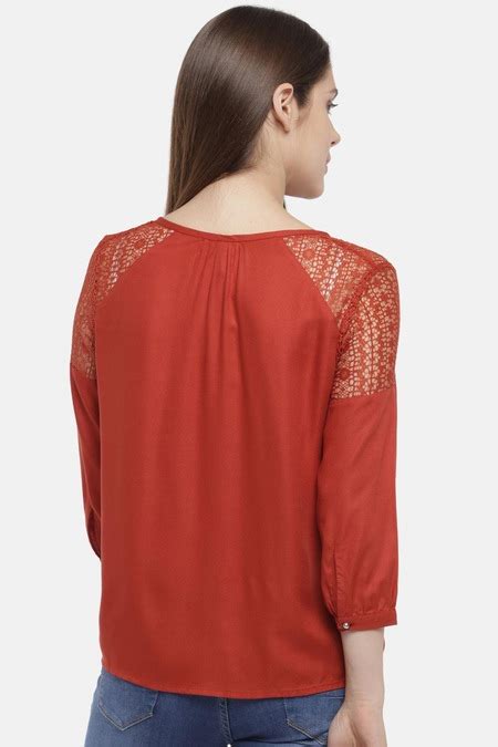 Brown Solid Casual Three-Quarter Sleeves Round Neck Women Regular Fit ...