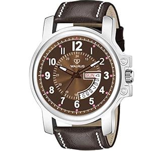 Buy Walrus Brown Dial Analog Day Date Function Vegan Leather Strap ...