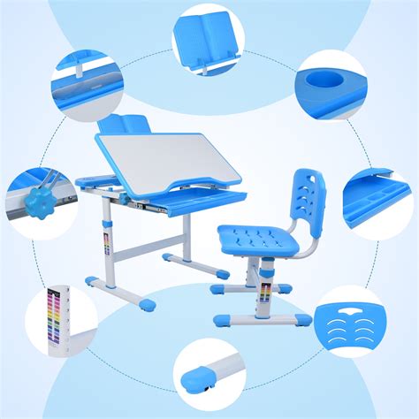 Buy Kids Desk and Chair Set, Height Adjustable Children Study Table ...