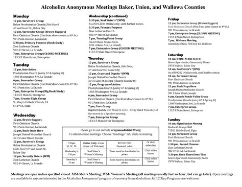 meetings - Alcoholics Anonymous, District 29, Oregon
