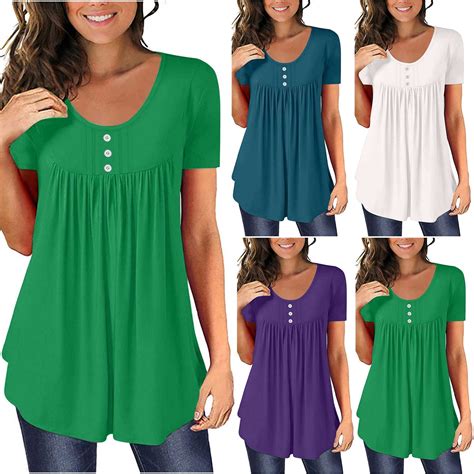 Aboser Short Sleeve Tunic Tops for Women Summer Casual T Shirts Plus ...