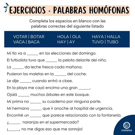 Palabras homófonas y ejercicios | Euroinnova