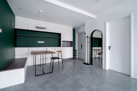 「久栖设计」墨绿+白，轻奢气质打造复古简约美宅-CND设计网,中国设计网络首选品牌