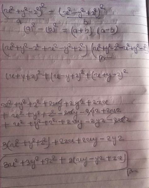 8. simplify:(1) (x + y + z)² + (x -y + z)² + (x + y - z) ²(2) (x²+y²-z ...