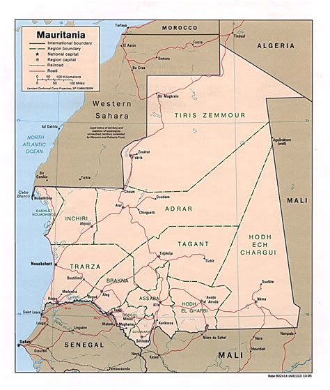 Detailed political and administrative map of Mauritania. Mauritania detailed political and ...