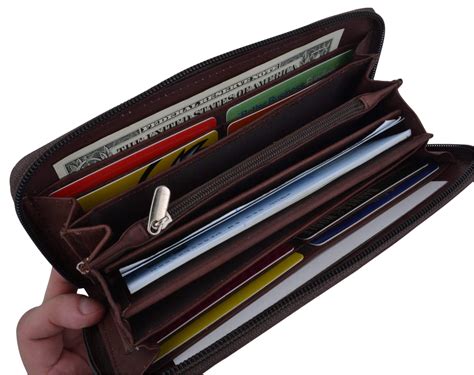 Ladies Genuine Leather Zip-Around Long Credit Card Wallet