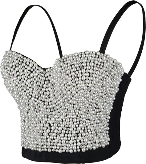 ELLACCI Sexy Pearls Beaded Rhinestone Bustier Crop India | Ubuy