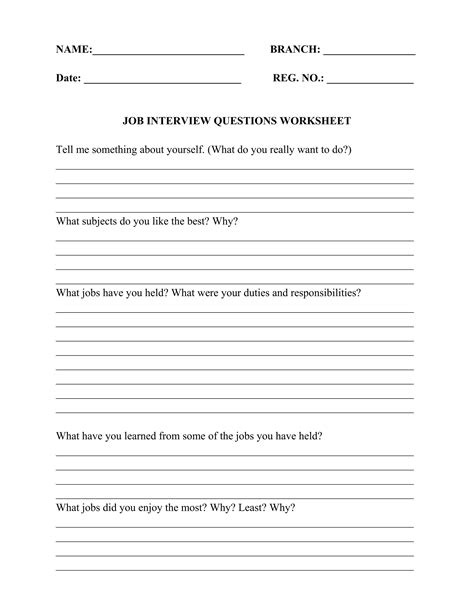 Image result for Interview Worksheet
