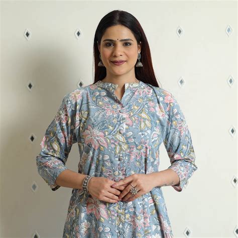 Sanganeri Block Printed Cotton Long Kurta
