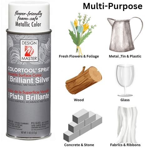 Design Master 734 Brilliant Silver Metallic Spray Paint - Brightest ...