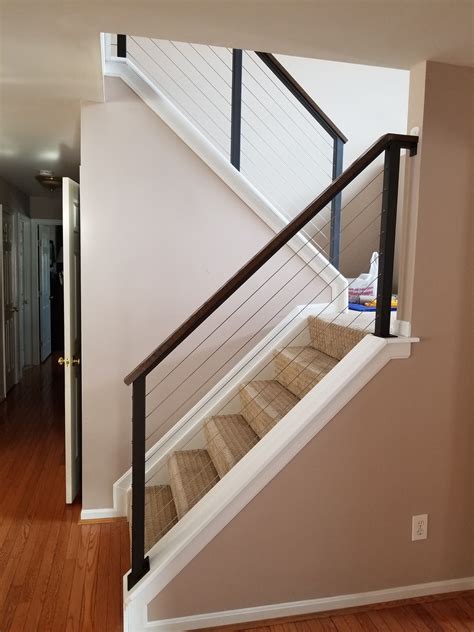 cable handrail system | Interior stair railing, Black stair railing ...
