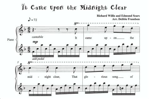 It Came Upon the Midnight Clear Piano Sheet Music, Christmas Piano ...