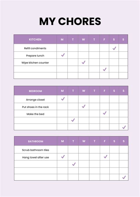 Adult Chore Chart Templates Kitchen Family Chore Chart | Editable