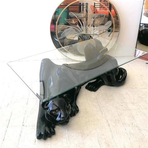 Fabulous Large Vintage Deco Revival Black Panther Coffee Table, USA ...