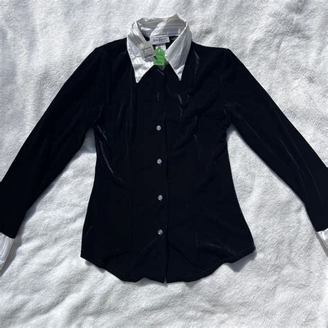 Women's Black and White Polo-shirts | Depop