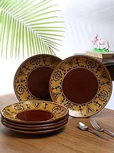 Shilpkara The Madhubani Tales Handpainted Ceramic Plates for Dinner ...