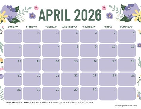 April 2026 Calendars (Free PDF Printables)