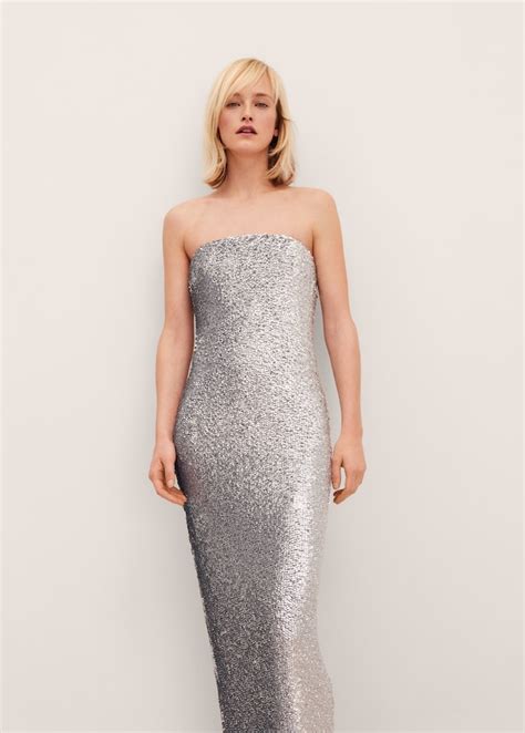 Strapless sequined dress - Women | MANGO United Kingdom