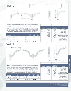 Fillable Online VA110 Project Name: Catalog Number: Type Dimensional ...